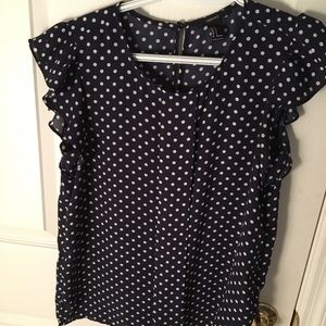 Blue and white polka dot business tee shirt